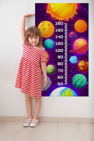 Galaksi Temalı Dekoratif Çocuk Boy Ölçer Sticker Duvar Cetveli Takip Çizelgesi
