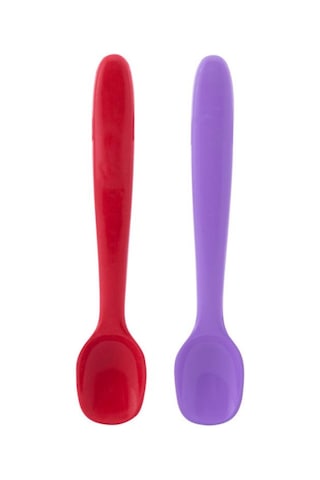 Silicolife Silikon Mama Kaşığı 2 Adet - Kırmızı Lila Kırmızı - Lila