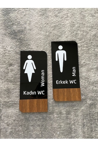 Timber Serisi Erkek Kadın Wc Set Yönlendirme Levhası