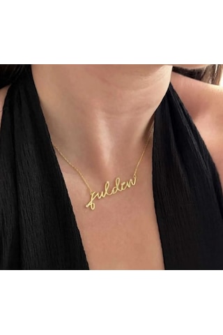 Kadın Gümüş Kolye - Taşlı Trend İsim Kişiye Özel Işıklı Kutuda Sevgiliye Eşe Anneye Altın