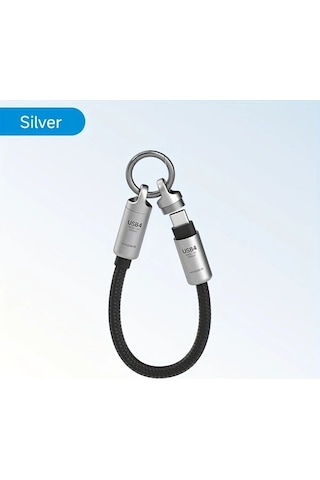 Honeybeeshop Hagibis Usb4 Veri Kablosu Gumus Anahtarlik Askisi Usb C Usb C 80gbps Hizli Sarj 15cm