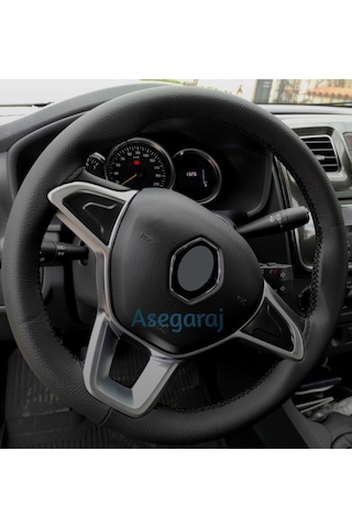 Peugeot 307 Uyumlu Dikmeli Direksiyon Kılıfı Soft Siyah Deri Siyah Ipli 38cm 10.5cm