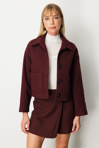 Ekol Kadın Torba Cepli Crop Mont 6013 Bordo Bordo