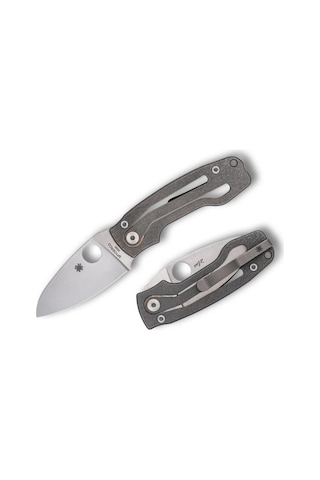 Spyderco Pıts2 Titanium M398 Plainedge Kamp Çakı Gri