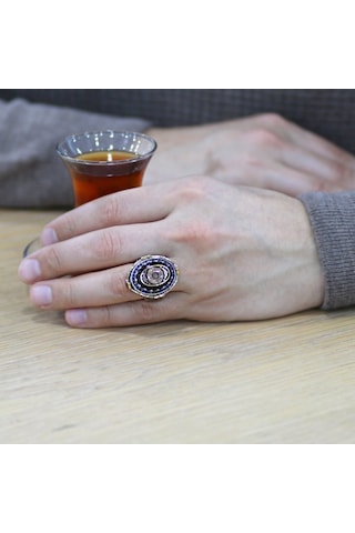 Mavi Sıkma Kehribar Üzerine Hüsn-I Hat "Ayet-El Kürsi" Yazılı 925 (537174674)