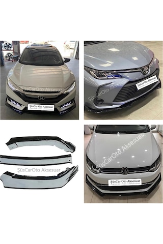 Universal Esnek 3 Parça Lip Pianoblack Abs Plastik Flaplı Kanatlı