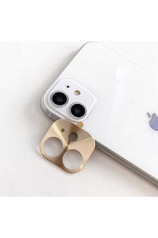 Apple Uyumlu iPhone 11 Zore Metal Kamera Koruyucu Gold