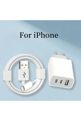 Xuweiwei Usb Ve Usb C Portlu Duvar Sarj Cihazi Şarj Başlığı 2 Adet 1m Veri Kablosu 2 Adet İphone Uyumlu 14 13 12 X Airpods Pro Uygun Altın