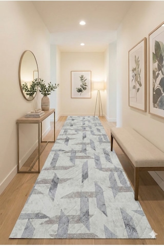 Salon Halısı Bej Gri Geometrik Desenli Modern Fch3022