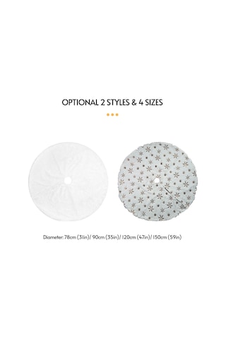 Qingmipy Yumuşak Kar Tanesi Desenli Noel Ağacı Eteği - 31 İnç Beyaz Peluş Dekor Çok Renkli