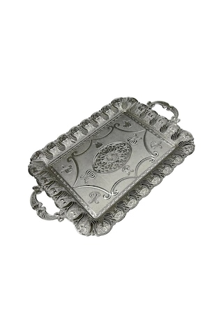 Gümüş İşlemeli Sunum Tepsisi 29cm X 45cm 709756