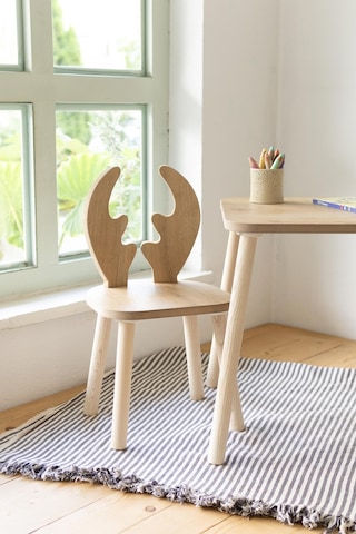 Montessori Çocuk Masası 1 Masa & 1 Geyik Sandalye Kahverengi