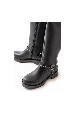 02-307 Siyah Düz Topuklu Günlük Bayan Binici Çizme Resimdeki Renk