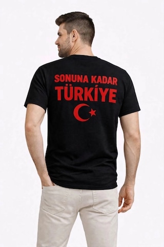 Novalisse Erkek Türkiye Ay Yıldız Baskılı Taraftar Forma T-shirt - Siyah Çoklu Renk