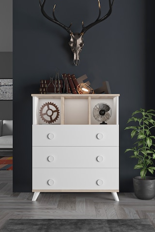 Ae-1046 Babil Beyaz Şifonyer 3 Çekmeceli