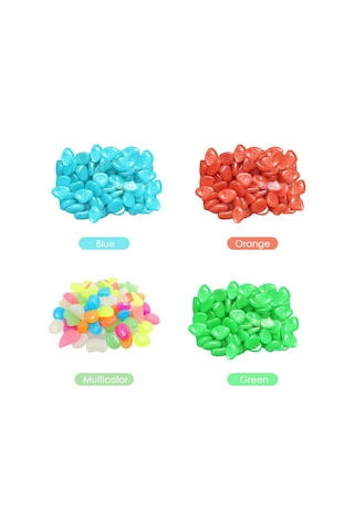 Xiyyadms 50 Adet Turuncu Işıklı Taş - Resin Yapımı Bahçe Akvaryum Dekoratif Fosforlu Çimen Taşları