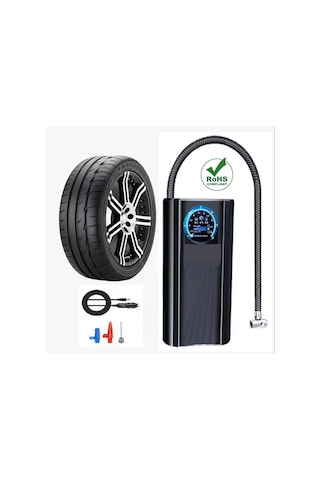 Slim Siyah Model Oto Kompresör Göstergeli Araç Lastik Şişirici