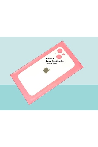Tkgz Apple Uyumlu iPhone, 13 Arka Pil Batarya Kapağı - Cam Kapak Geniş Lens Deliği - Beyaz Çok Renkli
