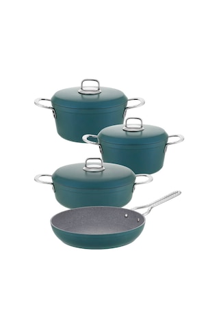 Hascevher Clarissa 7 Pcs Granit Elmas Tencere Seti 1822ten26kar26tv Renk Su Yeşili Yeşil