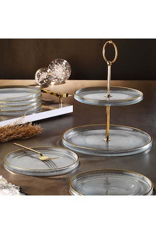 Fecra Loren 7 Parça Servis Ve Sunum Seti Altın Yaldızlı