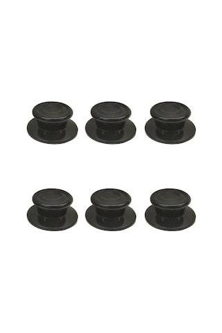 6 Adet Siyah Lüks Tencere Tava Sahan Cam Kapak Kulpu