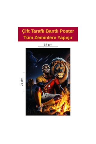Aslan Ve Ateş Poster, Tüm Zeminlere Yapışır, 15 X 21 Cm .