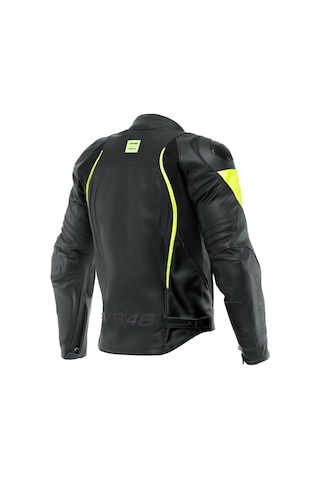 Dainese Vr46 Curb Deri Ceket Siyah Fluo Sarı