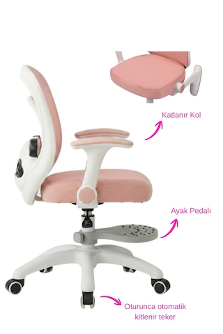 Drift Bono Çocuk Çalışma Sandalyesi Ayak Pedallı Pembe