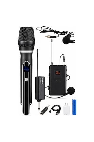 Glr Wn-07 Profesyonel 3 Lü Kablosuz Mikrofon Sistemi Uhf Yaka Ve El Mikrofonlu