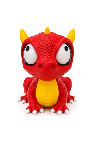3d Baskı Sevimli Kırmızı Ejderha Figür - Çocuk Odası Ve Masa Dekoru 16x18x19 Cm