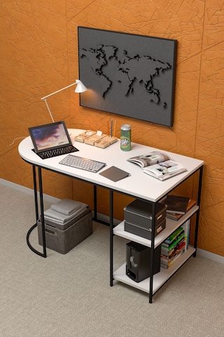 Çalışma Masası 125 Cm Bilgisayar Masası Çok Amaçlı Makyaj Masası Ofis Masası Yemek Masası Beyaz Beyaz