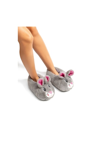 Twigy Nara EE0541 Kadın Hayvanlı Panduf Gri 36/41 Gri