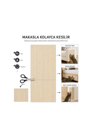 Yapışkanlı Kedi Tırmalama Halısı 100x30 Cm, Mobilya Koruyucu Tırmalama Pedi, Koltuk Ve Mobilya Yüzeyleri İçin Kolay Montajlı Kedi Tırmalama Matı Kahverengi