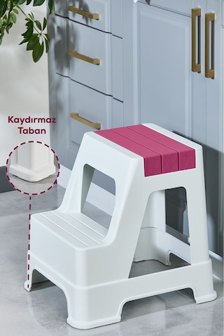 Vienev Plastik Basamaklı Tabure Pembe Pembe
