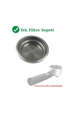 Beko Tem-8690 Uyumlu 51 Mm Tekli Espresso Filtre Sepeti - Yedek Çelik Süzgeç Gri