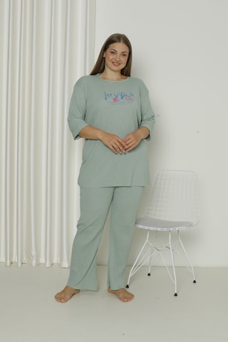 Fames Pijama Yazlık Kaşkorse Büyük Beden Pijama Takım Mint Yeşili