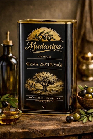 Mudaniya Natürel Soğuk Sıkım Sızma 5l 4800gr Zeytinyağı