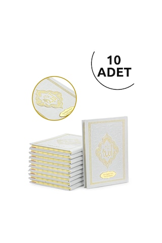 10 Adet İsme Özel Kabartmalı Mevlüt Hediyelik Ciltli Yasin Kitabı - Çanta Boy 128 Sayfa - Beyaz