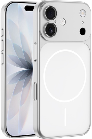 Apple Uyumlu iPhone 17 Kılıf Zore M-safe Şarj Özellikli Kamera Korumalı Spark Kapak Gümüş