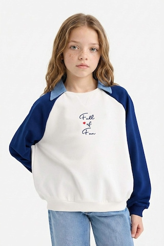 Defacto Polo Yaka Baskılı Lacivert Kız Çocuk Sweatshirt G6826a8/nv42 Lacivert