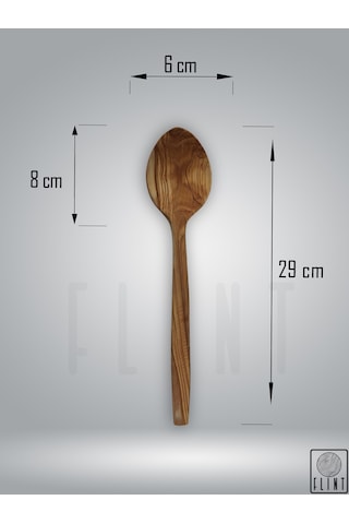 Zeytin Ağacı El Yapımı Tahta Ahşap Kaşık Mutfak Yemek Kaşığı 29cm