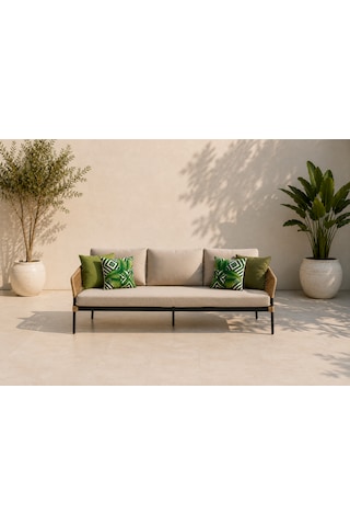 Rattan Bahçe Ve Balkon Mobilyası Wista Model 3+1+1 Krem