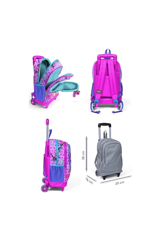 Coral High Pembe Köpek Işıklı Tekerlekli Okul Çantası Ve Beslenme Seti - Kız Çocuk
