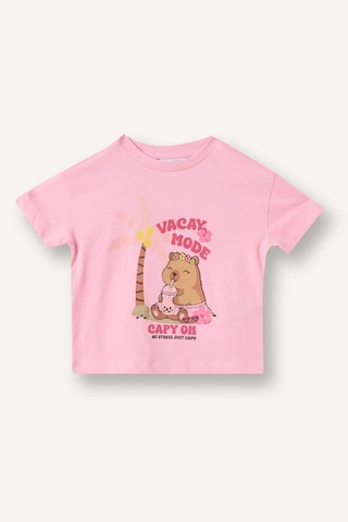 Defacto Relax Fıt Penye Kısa Kollu Tişört Kız Bebek H8232a526smpn649 Pembe-pn649