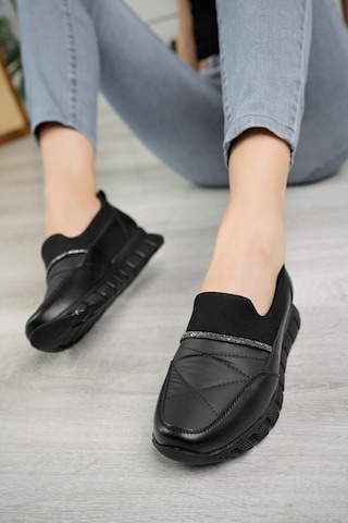 Nesil Shoes Acr 50 Siyah Taşlı Strech Kadın Ayakkabı-siyah Siyah