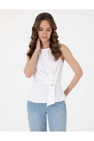 Pierre Cardin Kadın Beyaz Kısa Kollu Bluz 50301144-vr013 Beyaz