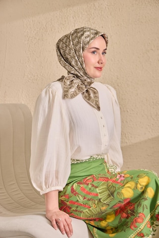 Silk Home Twill İpek Eşarp Zincir Krem Çok Renkli
