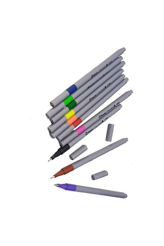 Fineliner 10 Lu İnce Uçlu Kalem 1 Paket 10 Renk 0.4 Mm Keçe Uçlu Kalem Renkli İşaretleme Yazı Kalemi