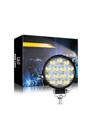 Off Road 14 Led 42 Watt Yuvarlak Traktör Tır Kamyon Tekne Sis Farı Projektör Çalışma Lambası