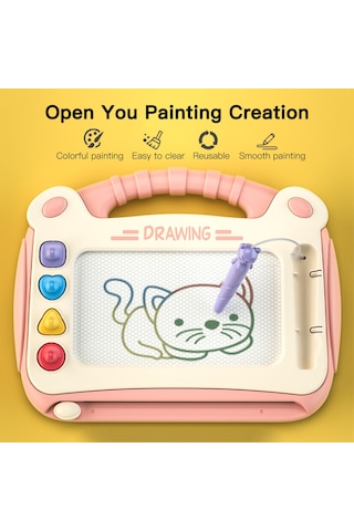 Kangvka Yeşil Çocuklar İçin Manyetik Çizim Tablosu - 1-3 Yaş Erken Eğitim Ve Zekâ Geliştirici, Ayırılabilir Ayaklı, Çok Renkli Damgalar Ve Silgi İle Tekrarlı Kullanım Yeşil